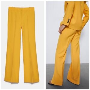 Zara yellow high-waisted wide-leg trousers Size XXL